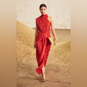 One-Sleeve Silk-Jacquard Maxi Dress